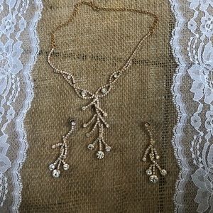 Silver with gold lining necklace and earrings